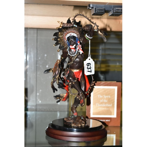 637 - A BOXED FRANKLIN MINT 'SPIRIT OF THE THUNDERBIRD' BRONZE SCULPTURE, after Robert F Murphy, depicting... 