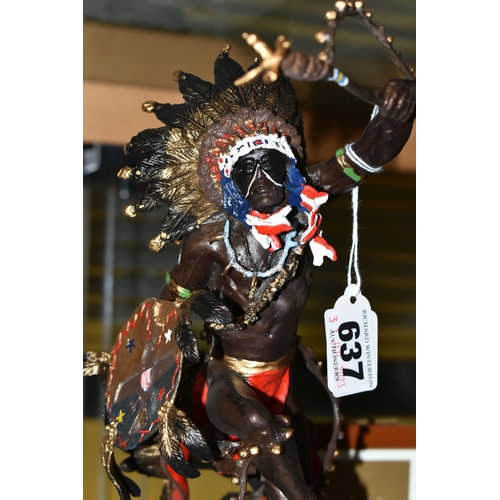637 - A BOXED FRANKLIN MINT 'SPIRIT OF THE THUNDERBIRD' BRONZE SCULPTURE, after Robert F Murphy, depicting... 