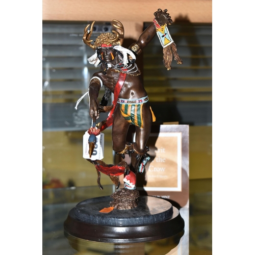 639 - A BOXED FRANKLIN MINT 'SPIRIT OF THE CROW' BRONZE SCULPTURE, after Robert F Murphy, depicting a Nati... 