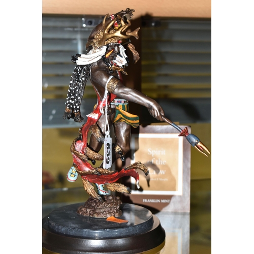 639 - A BOXED FRANKLIN MINT 'SPIRIT OF THE CROW' BRONZE SCULPTURE, after Robert F Murphy, depicting a Nati... 