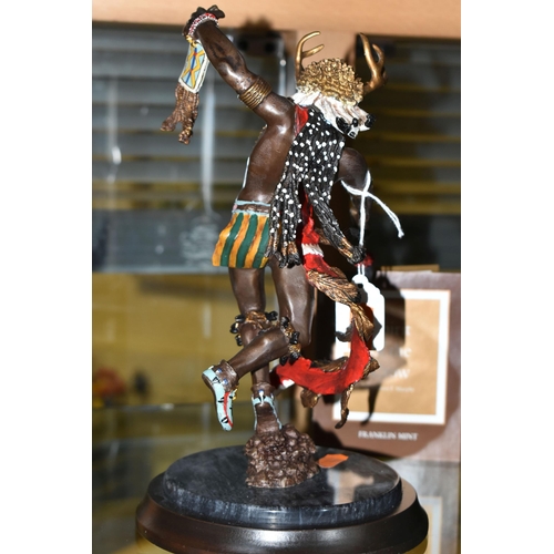 639 - A BOXED FRANKLIN MINT 'SPIRIT OF THE CROW' BRONZE SCULPTURE, after Robert F Murphy, depicting a Nati... 
