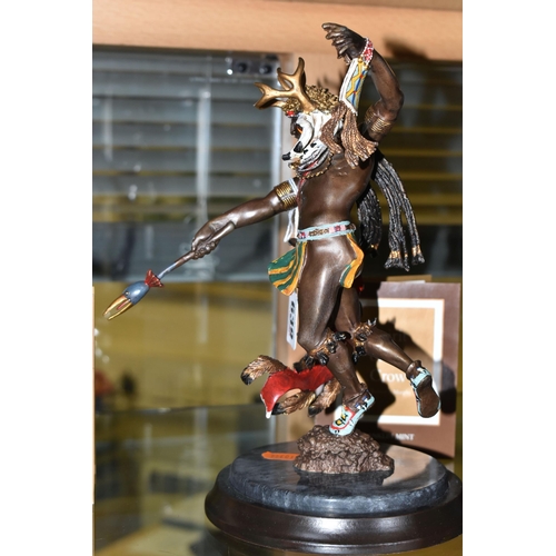 639 - A BOXED FRANKLIN MINT 'SPIRIT OF THE CROW' BRONZE SCULPTURE, after Robert F Murphy, depicting a Nati... 