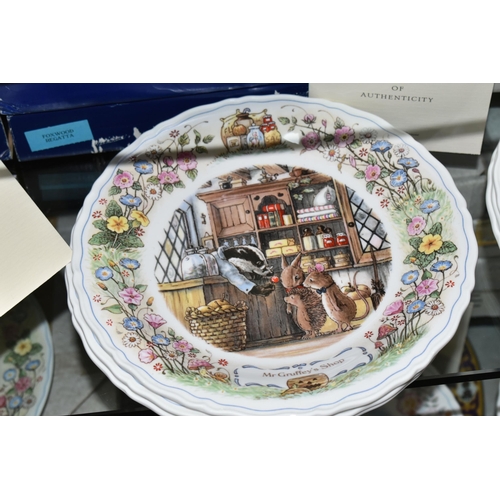 A COLLECTION OF FOXWOOD TALES COLLECTORS PLATES CLOCK AND BOOK