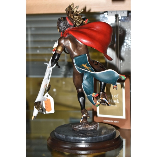 645 - A BOXED FRANKLIN MINT 'SPIRIT OF THE HAWK' BRONZE SCULPTURE, after Robert F Murphy, depicting a Nati... 