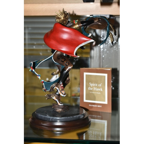 645 - A BOXED FRANKLIN MINT 'SPIRIT OF THE HAWK' BRONZE SCULPTURE, after Robert F Murphy, depicting a Nati... 