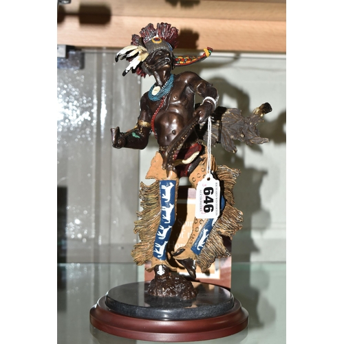 646 - A BOXED FRANKLIN MINT 'SPIRIT OF THE HORSEMEN' BRONZE SCULPTURE, after Robert F Murphy, depicting a ... 