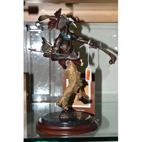 646 - A BOXED FRANKLIN MINT 'SPIRIT OF THE HORSEMEN' BRONZE SCULPTURE, after Robert F Murphy, depicting a ... 
