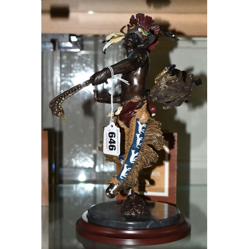 646 - A BOXED FRANKLIN MINT 'SPIRIT OF THE HORSEMEN' BRONZE SCULPTURE, after Robert F Murphy, depicting a ... 