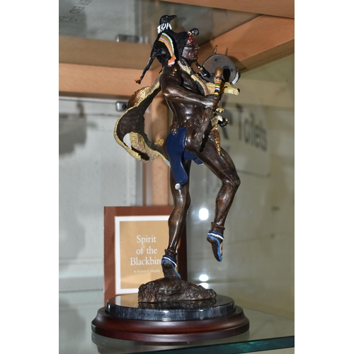647 - A BOXED FRANKLIN MINT 'SPIRIT OF THE BLACKBIRD' BRONZE SCULPTURE, after Robert F Murphy, depicting a... 