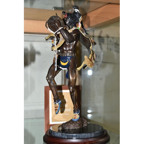 647 - A BOXED FRANKLIN MINT 'SPIRIT OF THE BLACKBIRD' BRONZE SCULPTURE, after Robert F Murphy, depicting a... 