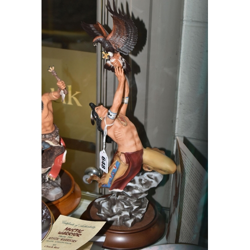 648 - THREE BOXED FRANKLIN MINT CERAMIC SCULPTURES AND A COLLECTION OF SIMILAR COLLECTORS PLATES, the scul... 