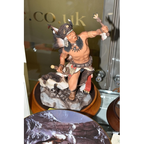 648 - THREE BOXED FRANKLIN MINT CERAMIC SCULPTURES AND A COLLECTION OF SIMILAR COLLECTORS PLATES, the scul... 