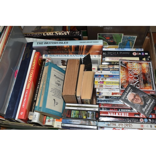 652 - THREE BOXES OF BOOKS, TECHNICAL DRAWINGS AND FRAMED PICTURES, to include a box of technical drawings... 