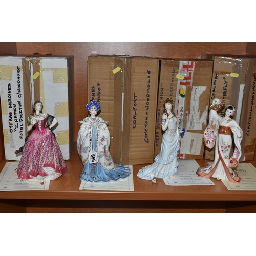 656 - FOUR BOXED ROYAL DOULTON AND COALPORT 'OPERA HEROINES' COLLECTIONS FIGURINES, limited editions for C... 