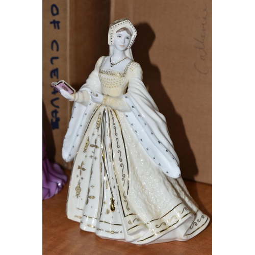 658 - SEVEN BOXED WEDGWOOD 'WIVES OF KING HENRY VIII' COLLECTION FIGURINES, limited edition for Compton & ... 