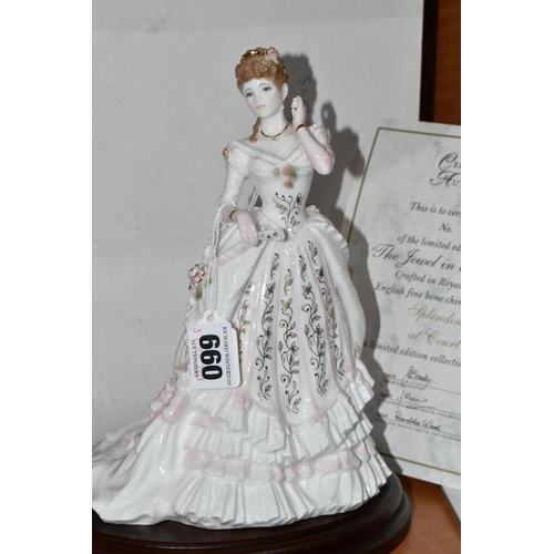 660 - SIX BOXED ROYAL WORCESTER 'SPLENDOUR AT COURT' FIGURINES, limited editions for Compton & Woodhouse, ... 