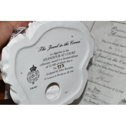 660 - SIX BOXED ROYAL WORCESTER 'SPLENDOUR AT COURT' FIGURINES, limited editions for Compton & Woodhouse, ... 