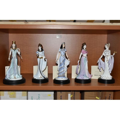662 - FIVE BOXED COALPORT DAVID CORNELL 'FABLED BEAUTIES' FIGURINES, limited edition for Compton & Woodhou... 