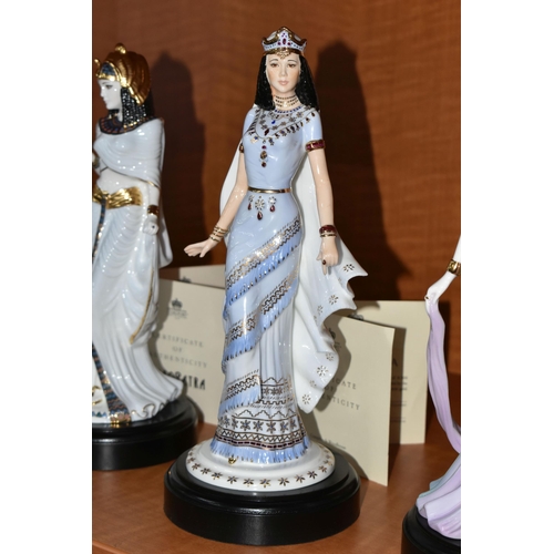 662 - FIVE BOXED COALPORT DAVID CORNELL 'FABLED BEAUTIES' FIGURINES, limited edition for Compton & Woodhou... 