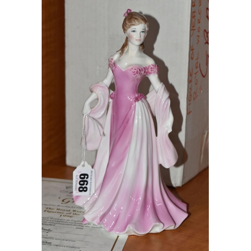 668 - SIX BOXED ROYAL WORCESTER FIGURES OF THE YEAR 1996-2001, comprising 'Grace' 1996, 'Serena' 1997, 'Is... 