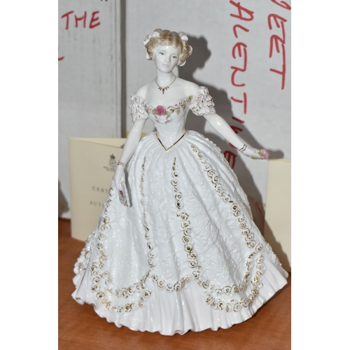 669 - EIGHT BOXED ROYAL WORCESTER ROMANCE OF VICTORIAN ERA FIGURINES, comprising 'The Masquerade Begins', ... 