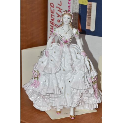 669 - EIGHT BOXED ROYAL WORCESTER ROMANCE OF VICTORIAN ERA FIGURINES, comprising 'The Masquerade Begins', ... 