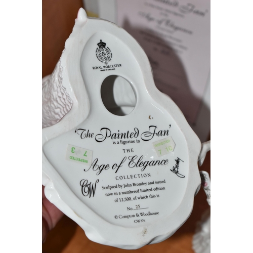 671 - TWO BOXED ROYAL WORCESTER 'AGE OF ELEGANCE' FIGURINES AND ONE BOXED 'TISSOT' COLLECTION FIGURES, com... 