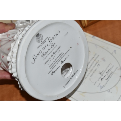 673 - TWO BOXED LIMITED EDITION ROYAL WORCESTER SEASONS OF ROMANCE FIGURINES, for Compton & Woodhouse, com... 