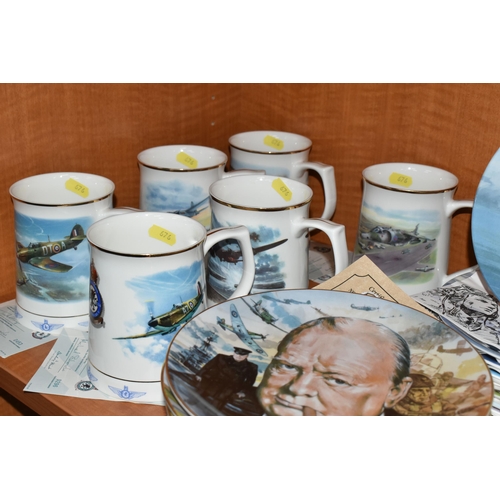 676 - A GROUP OF BOXED AIRCRAFT AND WWI COLLECTOR'S PLATES AND TANKARDS, comprising six Danbury Mint 'Roya... 