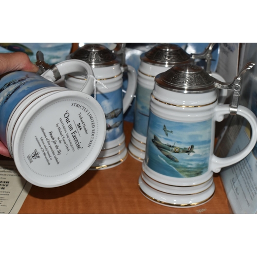 676 - A GROUP OF BOXED AIRCRAFT AND WWI COLLECTOR'S PLATES AND TANKARDS, comprising six Danbury Mint 'Roya... 