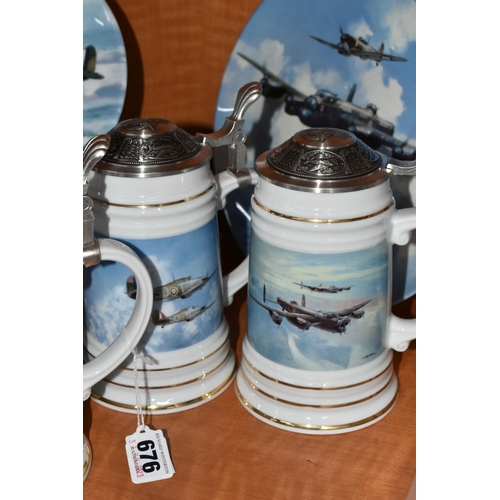676 - A GROUP OF BOXED AIRCRAFT AND WWI COLLECTOR'S PLATES AND TANKARDS, comprising six Danbury Mint 'Roya... 