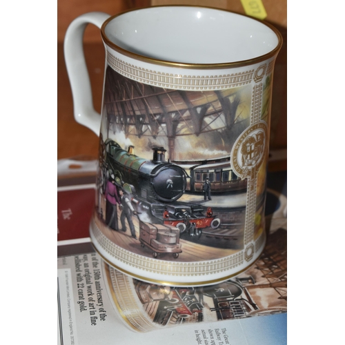 677 - A BOXED SET OF SIX DANBURY MINT ARMY TANKARDS, together with a boxed Danbury Mint 'Indian Mutiny' ta... 