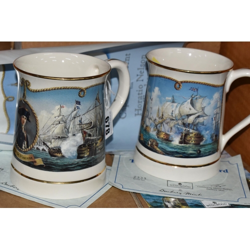 678 - A GROUP OF MARITIME RELATED TANKARDS AND COLLECTOR'S PLATES, comprising six limited edition Wedgwood... 