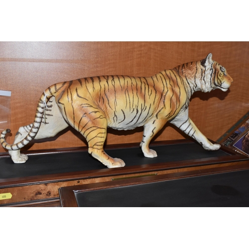 680 - TWO FRANKLIN MINT HAND PAINTED PORCELAIN BIG CATS, comprising a Lion 'Monarch of the Serengeti' appr... 