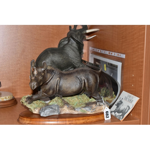 682 - TWO HAND PAINTED PORCELAIN FRANKLIN MINT SCULPTURES, comprising 'African Thunder' an African Black R... 