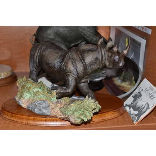 682 - TWO HAND PAINTED PORCELAIN FRANKLIN MINT SCULPTURES, comprising 'African Thunder' an African Black R... 