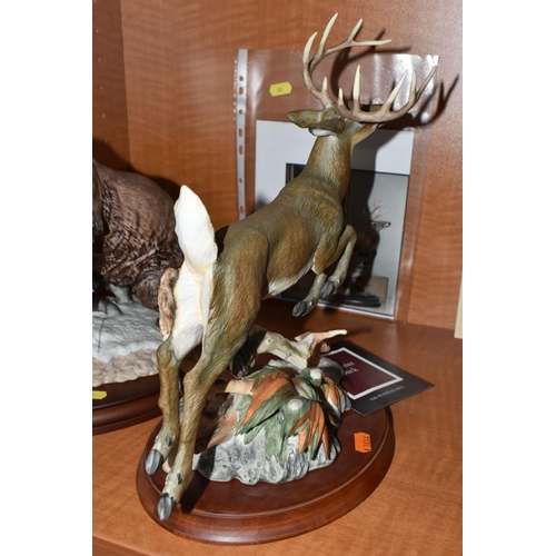 685 - TWO FRANKLIN MINT PORCELAIN AMERICAN ANIMAL SCULPTURES, comprising 'Grizzley' a sculpture of a bear,... 