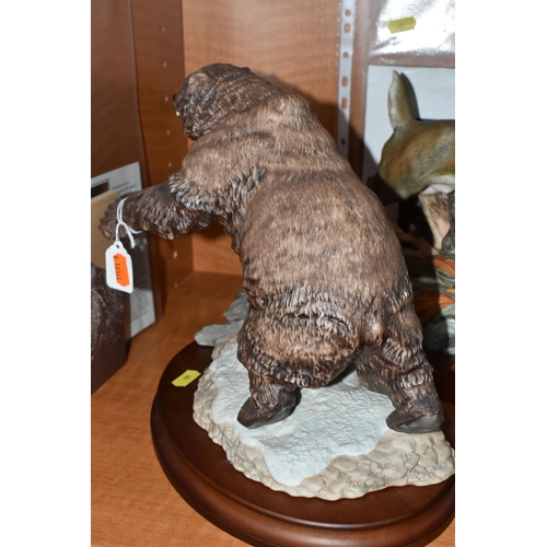 685 - TWO FRANKLIN MINT PORCELAIN AMERICAN ANIMAL SCULPTURES, comprising 'Grizzley' a sculpture of a bear,... 