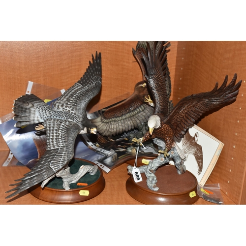 686 - THREE RONALD VAN RUYCKEVELT BIRD SCULPTURES FOR FRANKLIN MINT, comprising 'The Power of the Eagle' w... 