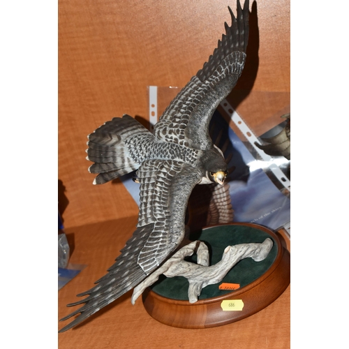 686 - THREE RONALD VAN RUYCKEVELT BIRD SCULPTURES FOR FRANKLIN MINT, comprising 'The Power of the Eagle' w... 