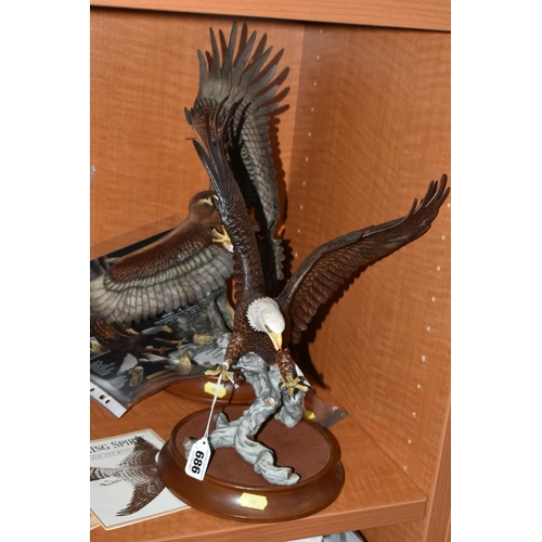686 - THREE RONALD VAN RUYCKEVELT BIRD SCULPTURES FOR FRANKLIN MINT, comprising 'The Power of the Eagle' w... 