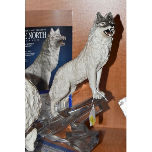 687 - TWO D.J. SHINN SCULPTURES FOR FRANKLIN MINT, comprising 'Lord of the Ice' a Polar Bear standing on a... 
