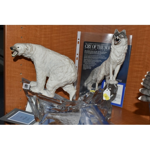 687 - TWO D.J. SHINN SCULPTURES FOR FRANKLIN MINT, comprising 'Lord of the Ice' a Polar Bear standing on a... 
