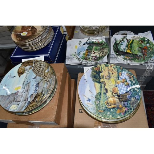 691 - FIFTY FOUR COLLECTORS PLATES, mainly boxed, on the themes of wildlife and pets, series comprising tw... 