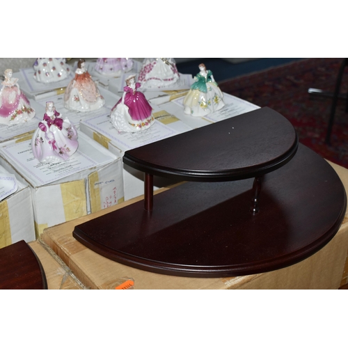 693 - EIGHTEEN BOXED COALPORT 'FAIREST FLOWERS' FIGURINES AND TWO BOXED DISPLAY STANDS, for Compton & Wood... 