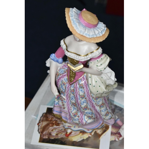 694 - SIX BOXED COALPORT MINIATURE FIGURINES AND A BOXED FRANKLIN MINT 'DIANA' FIGURINE, comprising six Co... 