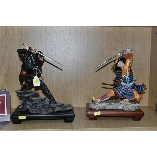 696 - TWO BOXED FRANKLIN MINT FIGURES, 'Samurai' Defender Of Shogun and 'Ninja' The Shadow warrior, both w... 