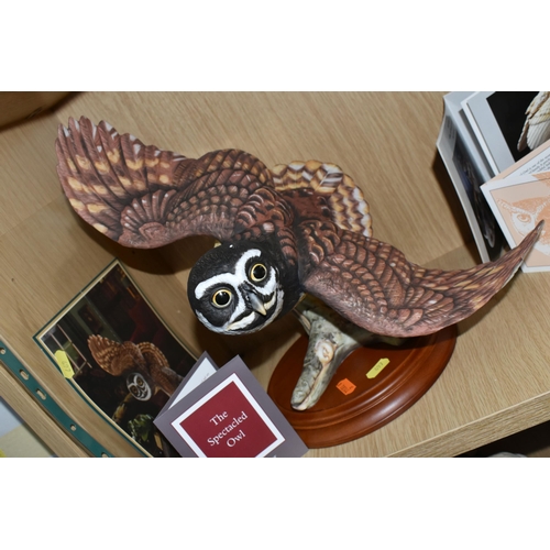 697 - SIX FRANKLIN MINT OWLS AND TWO SETS OF OWL THEMED COLLECTOR'S PLATES, comprising 'the Screech Owl', ... 