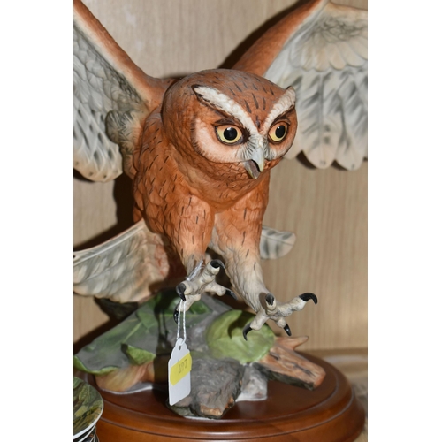 697 - SIX FRANKLIN MINT OWLS AND TWO SETS OF OWL THEMED COLLECTOR'S PLATES, comprising 'the Screech Owl', ... 
