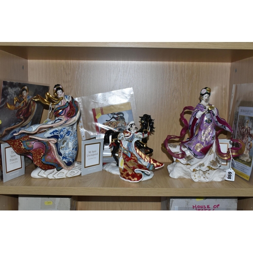 698 - THREE BOXED FRANKLIN MINT FIGURES, comprising 'My Spirit Unconquered', 'The Snow Princess', 'The Dra... 